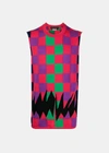 Comme Des Garçons Homme Deux Comme Des Garçons Homme Plus Checked Knitted Vest In Pink/multi