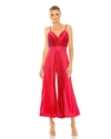IEENA FOR MAC DUGGAL CROPPED PLEATED V-NECK WIDE LEG JUMPSUIT