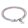 ANCHOR & CREW Project-Rwb Red White & Blue Filey Silver & Rope Bracelet
