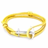 ANCHOR & CREW Mustard Yellow Admiral Anchor Silver & Flat Leather Bracelet