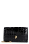 Alexander Mcqueen Mini Mock-croc Crossbody Bag With Small Skull In Black