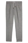 Brunello Cucinelli Pleated Gingham Drawstring Linen & Wool Pants In Grey