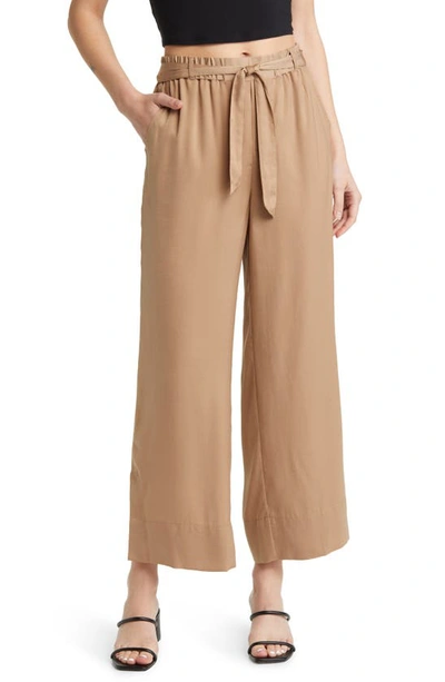 Nic + Zoe Side-slit Wide-leg Pants In Mochachino