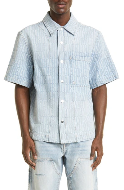 Amiri Denim Jacquard Snap-up Shirt In Blue