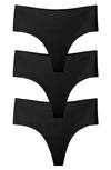 Eby Assorted 3-pack High Waist Thongs In Black