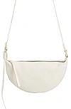 Allsaints Womens White Half Moon Logo-embossed Leather Cross-body Bag In White