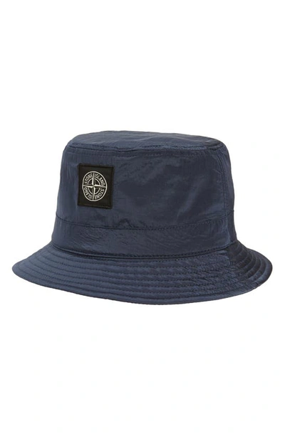 Stone Island Logo Bucket Hat In V0024 Dark Blue