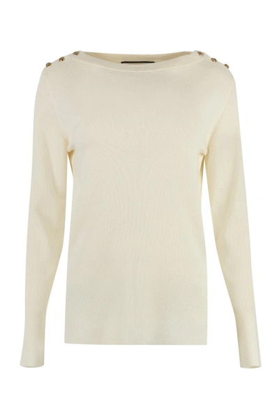 Gucci Long Sleeve Crew-neck Jumper In Panna