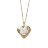 Poporcelain Classic Heart Locket With Porcelain Rose Pendant Necklace In Pendant