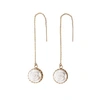 Poporcelain Porcelain Rose With Pearl Gold Filled Chain Earrings In Chain