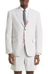 Thom Browne Grey Striped Single Breasted Blazer In Cotton Man In Medium Grey