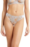 Skarlett Blue Women's Entice Eyelash Lace Trim Thong 371143 In Sky/ Ginger