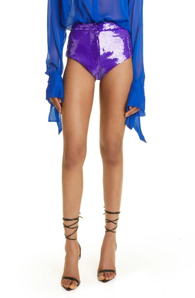 LAQUAN SMITH SEQUIN HIGH RISE HOT SHORTS