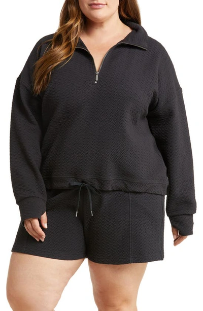 Zella Revive Half Zip Pullover Sweatshirt In Black