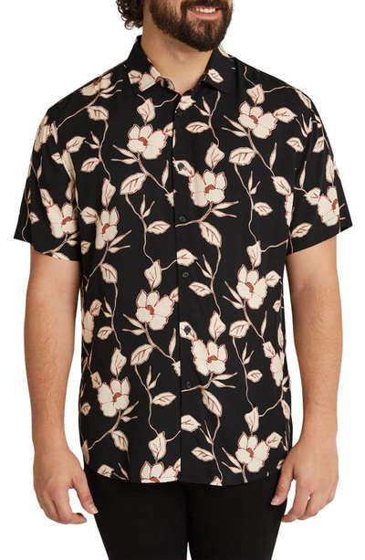 Johnny Bigg Brixton Floral Short Sleeve Button-up Shirt In Black