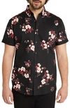 JOHNNY BIGG CLIVE CLASSIC FIT FLORAL SHORT SLEEVE STRETCH COTTON BUTTON-UP SHIRT