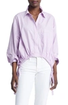 Citizens Of Humanity Alexandra Button-front Drawstring Tie Hem Top In Lavender