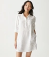 Michael Stars Eleanor Linen Shirt Dress In White