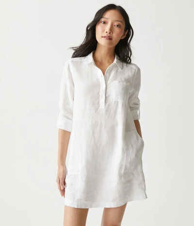 Michael Stars Eleanor Linen Shirt Dress In White