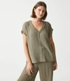 Michael Stars Draya Gauze V-neck Top In Olive