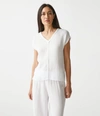 Michael Stars Draya Gauze V-neck Top In White