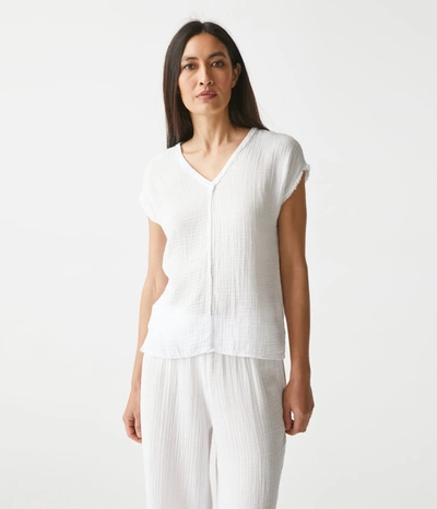 Michael Stars Draya Gauze V-neck Top In White