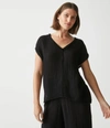 Michael Stars Draya Gauze V-neck Top In Black