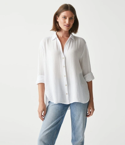 Michael Stars Leo Gauze Button Down Shirt In White