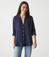 Michael Stars Leo Gauze Button Down Shirt In Admiral