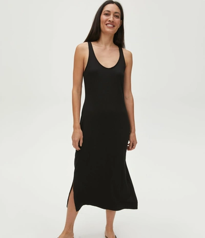 Michael Stars Cali Front To Back Raw Edge Tank Dress In Black