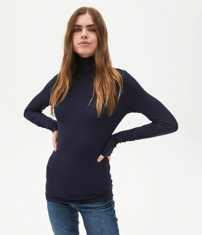 Michael Stars Gail Ribbed Turtleneck In Admiral