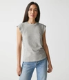Michael Stars Joey Crewneck Power Top In Heather Grey