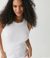 Michael Stars Halley Ribbed Tank With Ruching In White