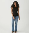 Michael Stars Halley Ribbed Tank With Ruching In Black