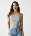 Michael Stars Pina Ribbed Halter Tank In Heather Grey