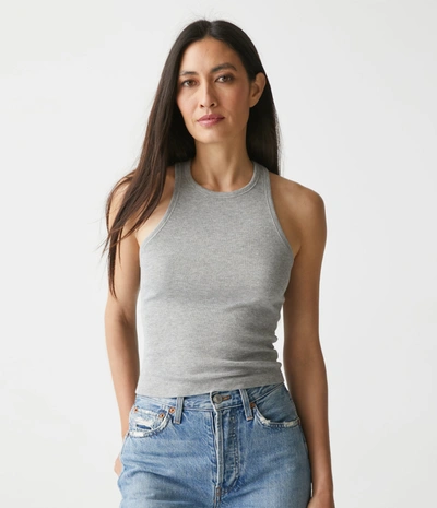 Michael Stars Pina Ribbed Halter Tank In Heather Grey