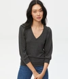 Michael Stars Gabriella V-neck Top In Charcoal