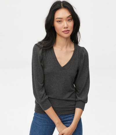 Michael Stars Gabriella V-neck Top In Charcoal