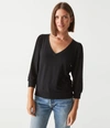 Michael Stars Gabriella V-neck Top In Black