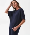 Michael Stars Ellie Elbow Sleeve Top In Admiral