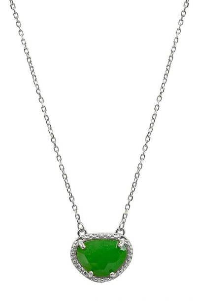 Adornia Fine Sterling Silver Birthstone Halo Pendant Necklace In Silver - Emerald - May