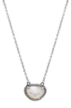 Adornia Fine Sterling Silver Birthstone Halo Pendant Necklace In Silver - Pearl - June