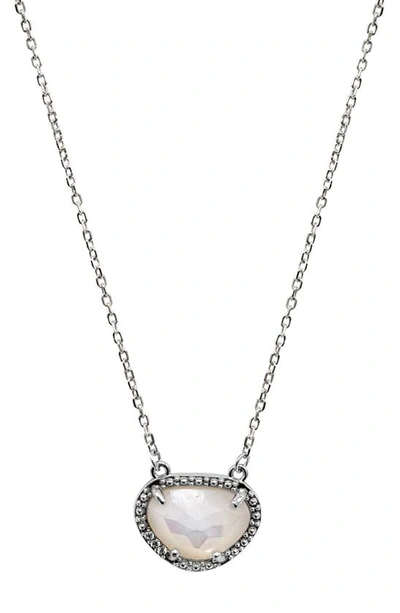 Adornia Fine Sterling Silver Birthstone Halo Pendant Necklace In Silver - Pearl - June
