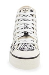 Adidas Originals Nizza Platform Mid Sneakers In White With Butterfly Print In Wonder White/ Off White/ Black