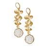 Poporcelain Porcelain Moonlight Rose & Triple Leaves Drop Earrings