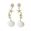 Poporcelain Crystal Star Porcelain Seashell Earrings