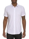 Robert Graham Diamond Bar Short Sleeve Button Down Shirt In White
