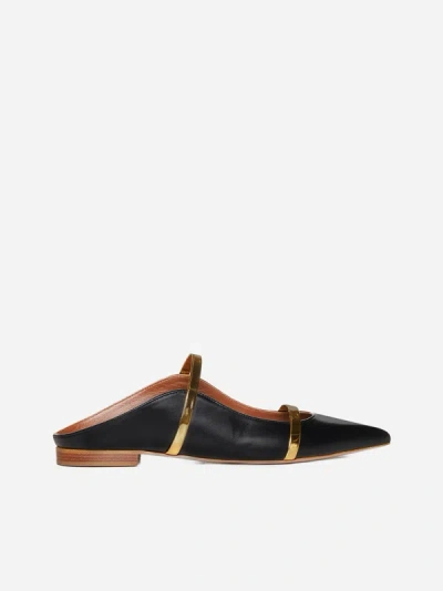 Malone Souliers Maureen Nappa Leather Flat Mules In Black,gold