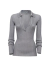 Durazzi Milano Silk Ribbed Knitted Polo Shirt In Grey
