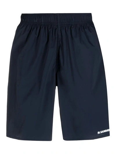 Jil Sander Logo Swim Shorts In Blue